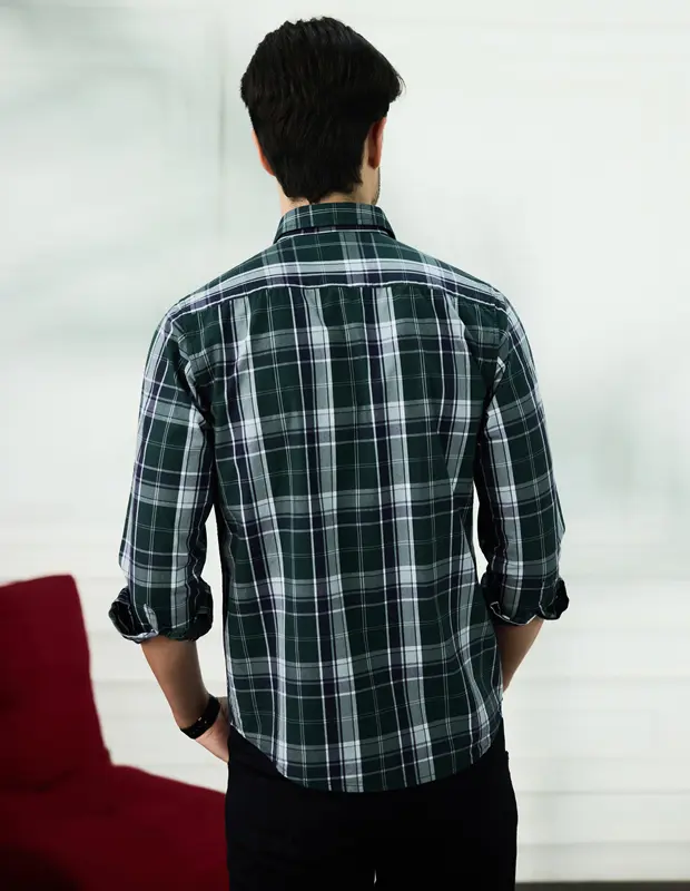 Edem Emerald Cotton Check Shirt